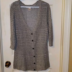 DKNY Open Stitch Button Up Cardigan